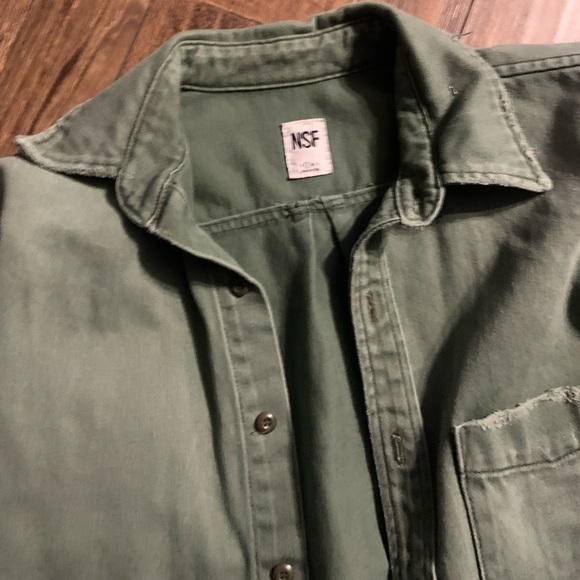 NSF RAHEL BUTTON UP FRAY TOP/ jacket revolve casual fall $280 boho designer - Picture 3 of 5